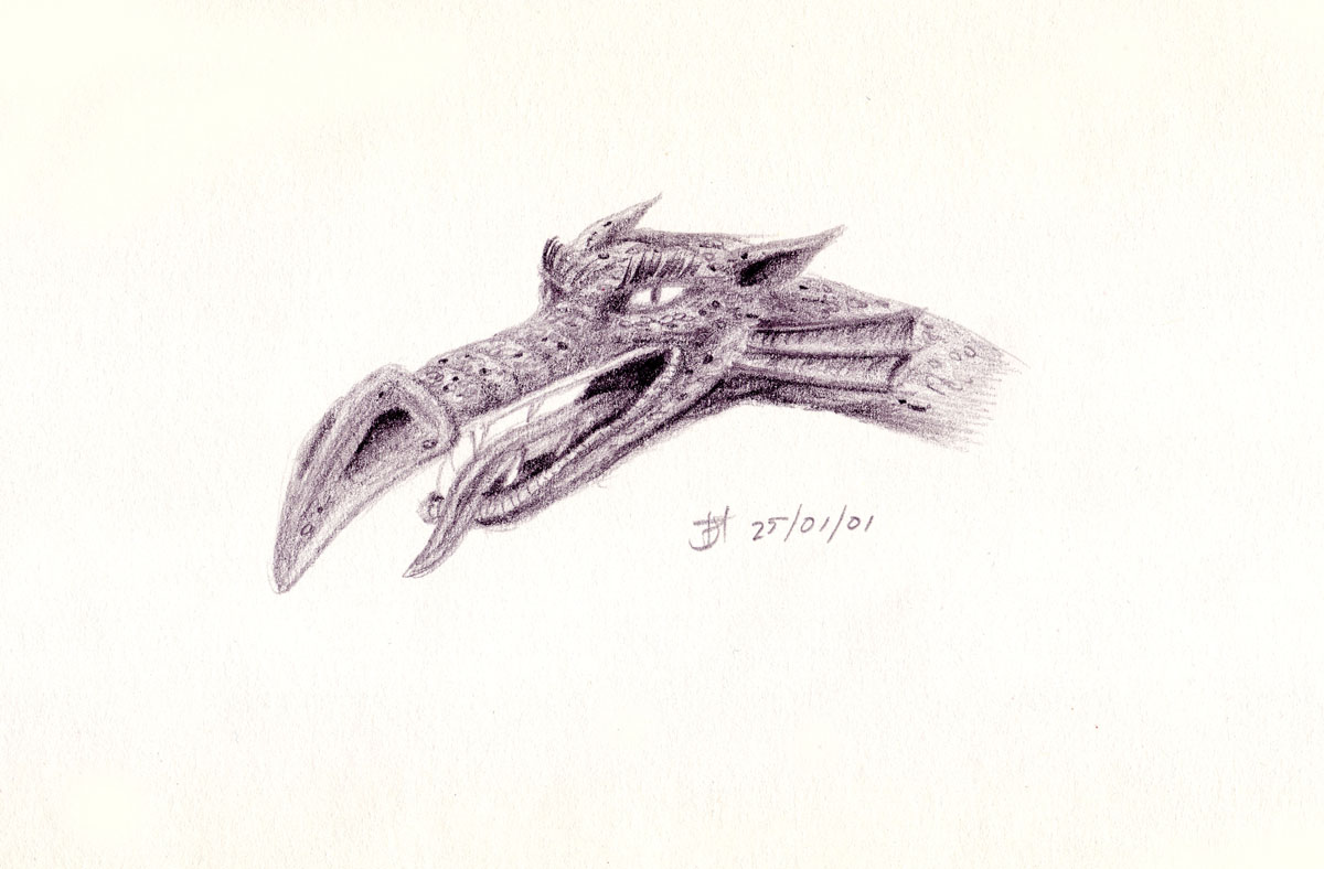 Drawing of a dragons head