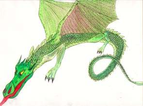 Painting of a Majestic Green Dragon