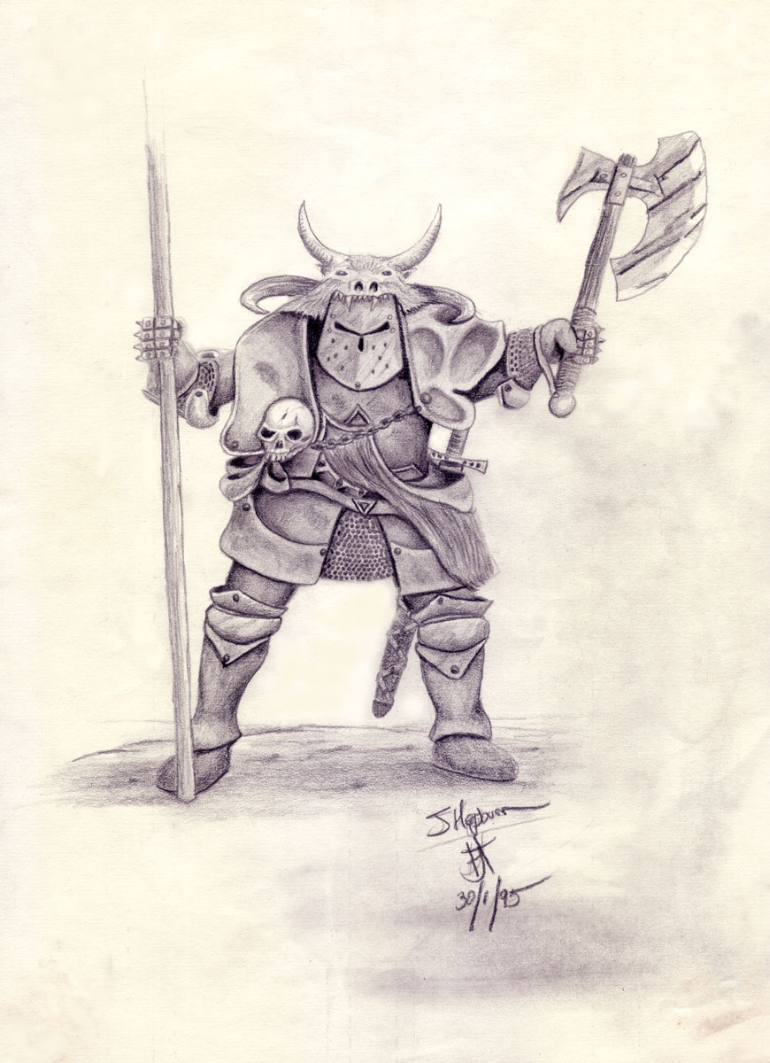 Drawing of a Chaos Warrior