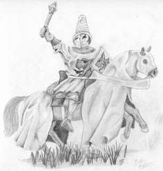 Drawing of a knight on horseback