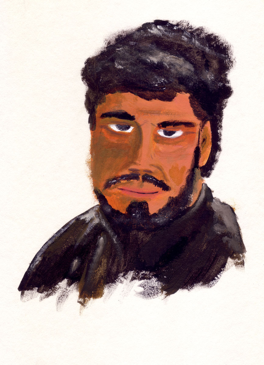 Painting of Nasir from the tv series Robin of Sherwood starring Michael Praed