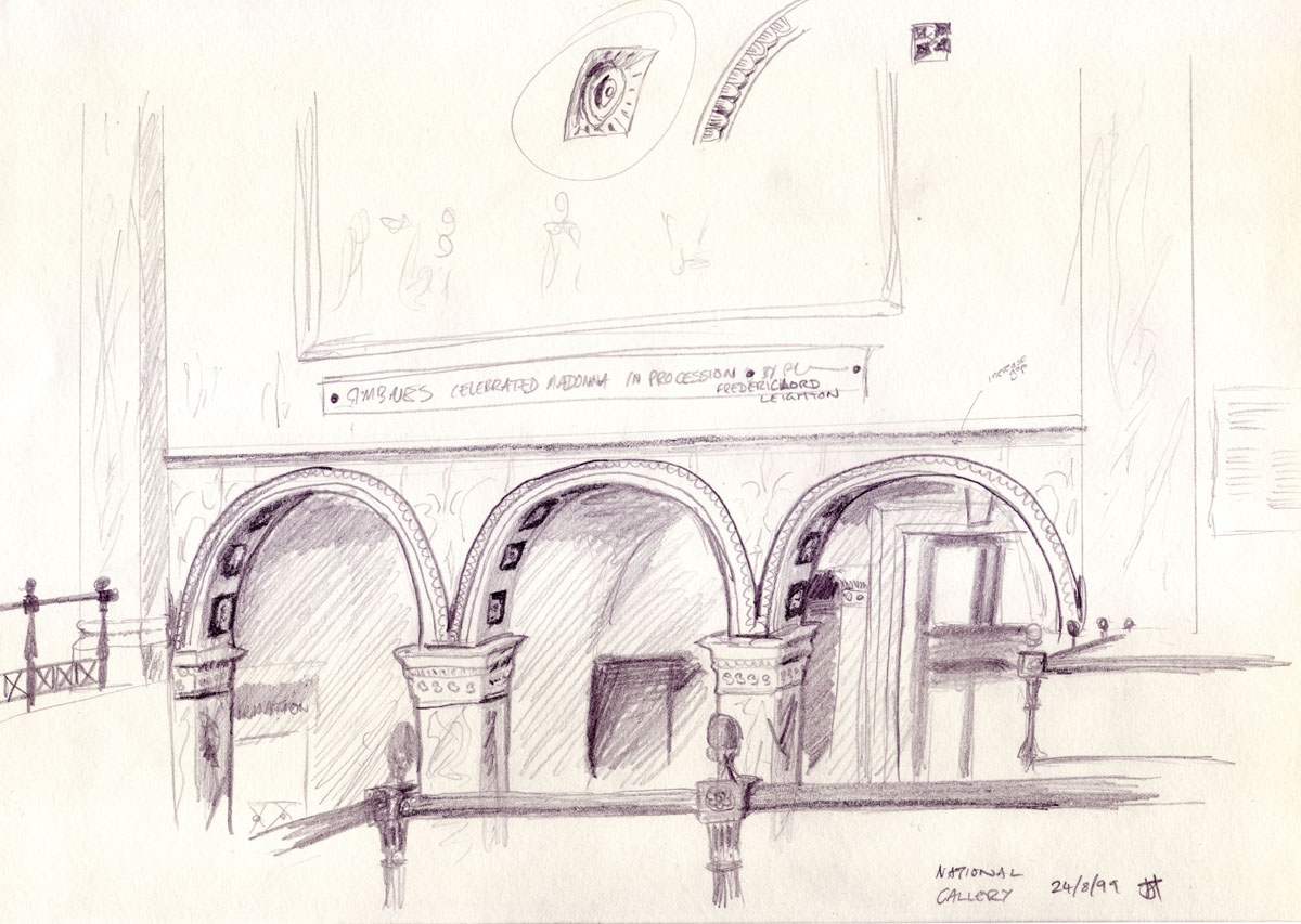 Sketch of the entrance of the National Gallery in London from the inside