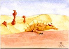 Painting of a strange desert alien creature