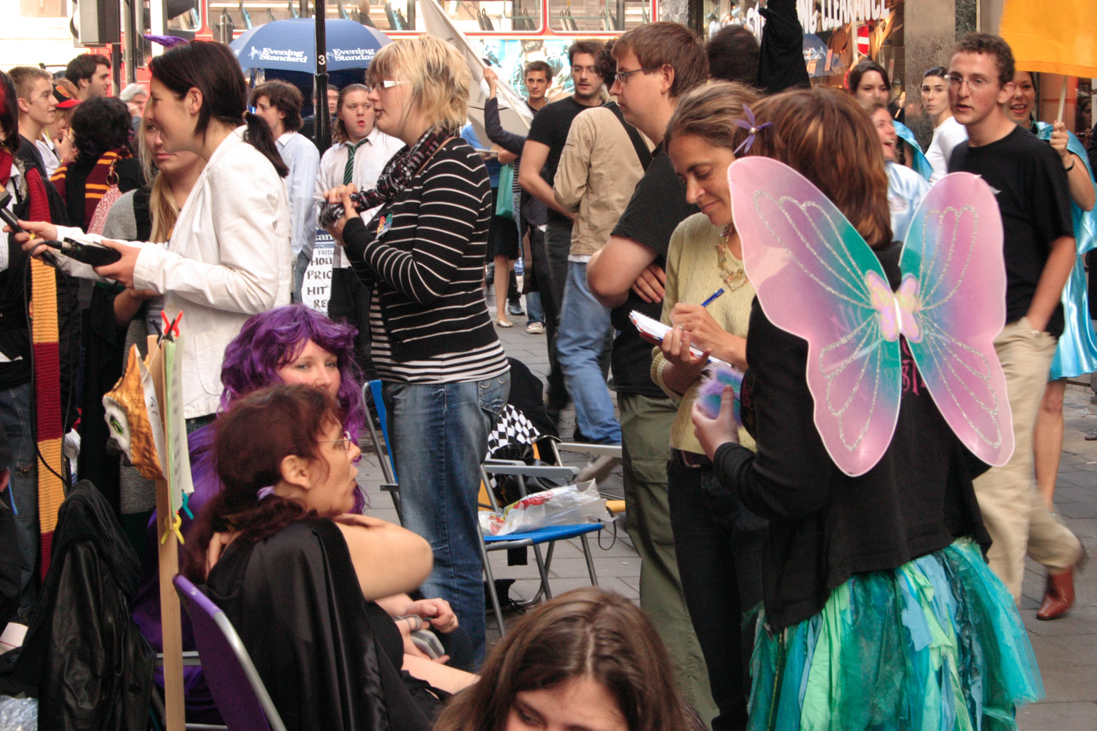 People queueing up for the Harry Potter book launch in London.