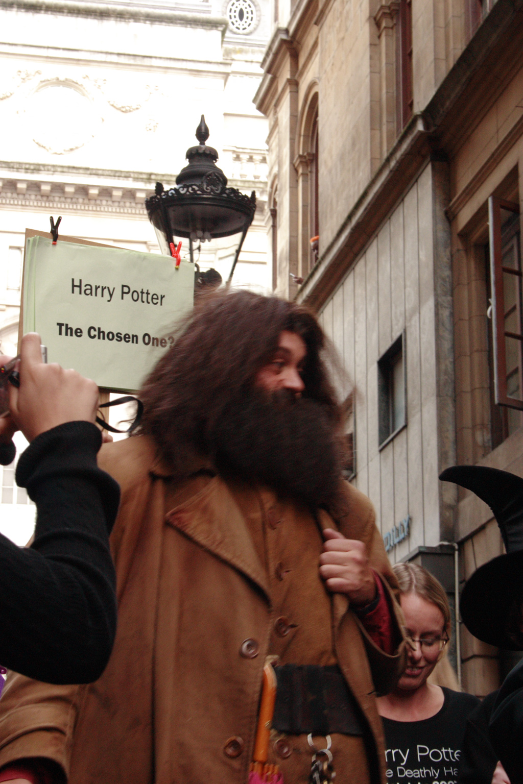 People queueing up for the Harry Potter book launch in London, hello Hagrid.