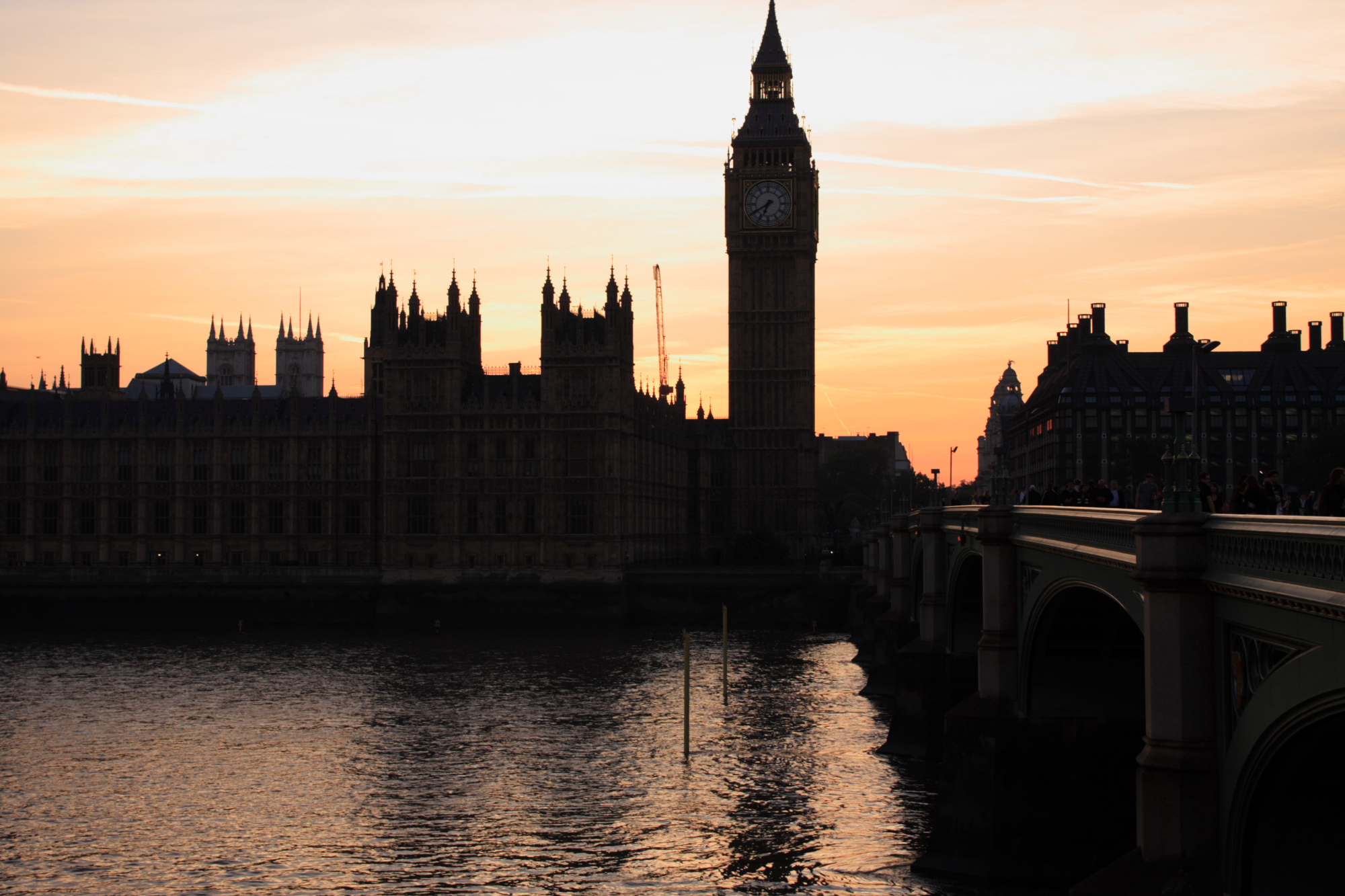 Sun setting behind Parliament