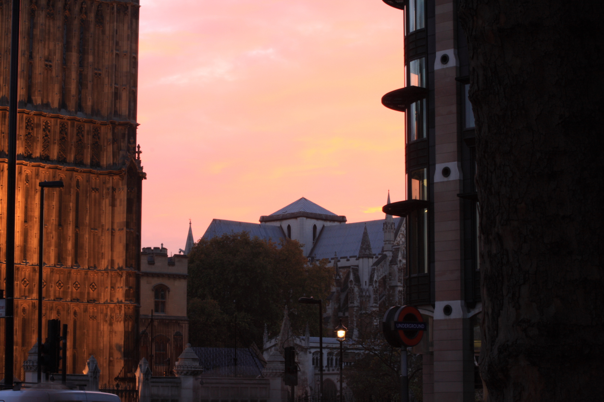 Sunset behind Westminster Abbey