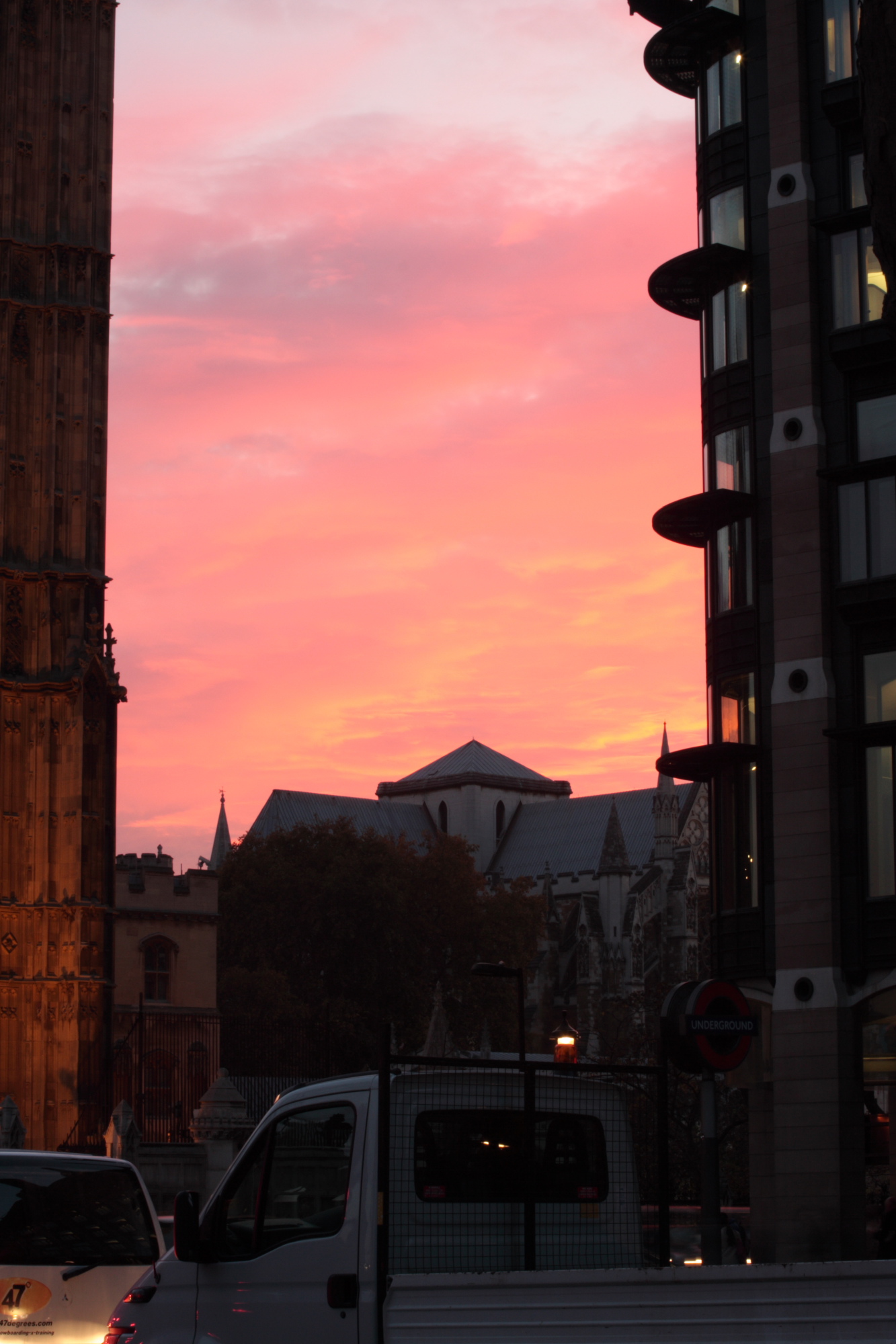 Sunset behind Westminster Abbey