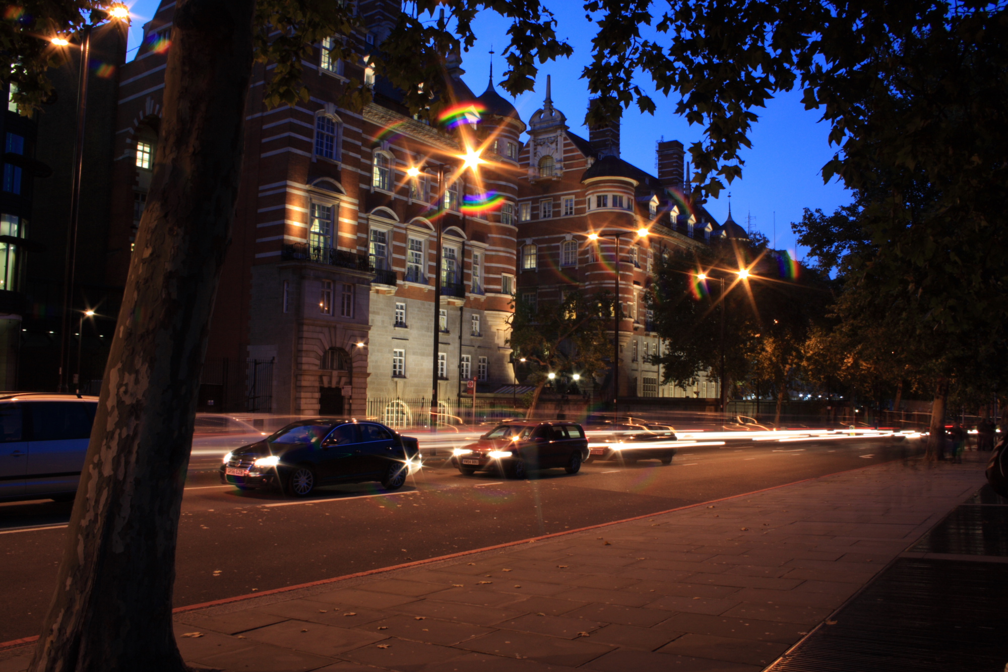 Victoria Embankment at dusk.
