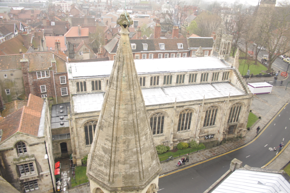 York from halfway to the top of York Minster Cathedrals tower.