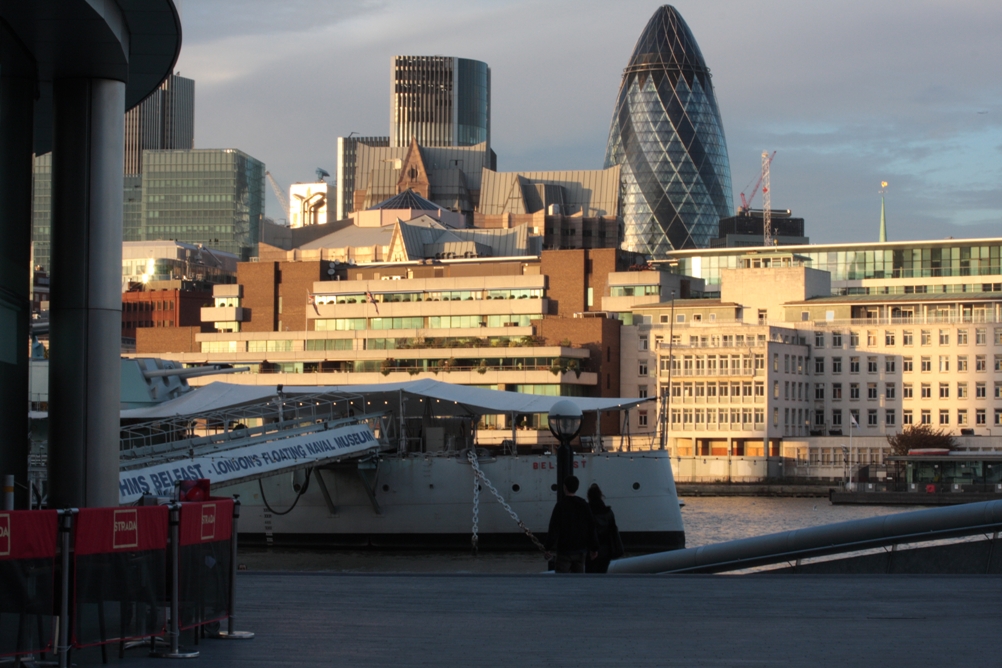 The city of London from sunset until night