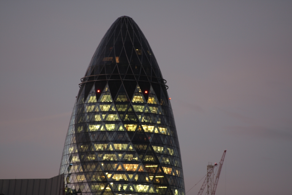 The city of London from sunset until night