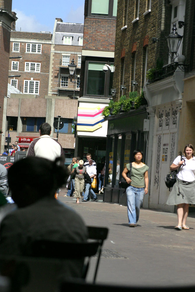 Looking towards Carnaby Street from Regent Street.